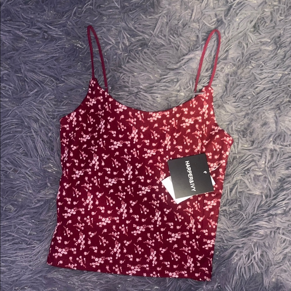 floral burgundy tank